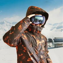 30 ° Мужская лыжная куртка зимнее уличное пальто теплая водонепроницаемая ветрозащитная туристическая одежда для кемпинга камуфляжные сноубордические куртки для взрослых