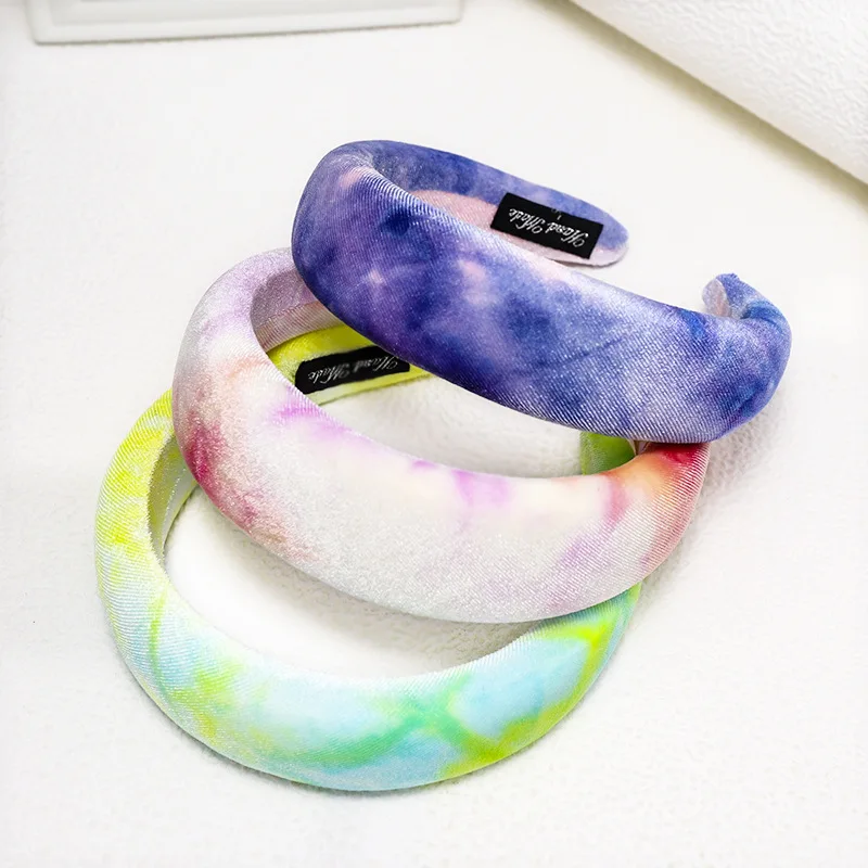 DUOJIAOYAN новая зимняя 3 цвета Модная повязка для волос Tie-dye бархатный спонж повязка для женщин