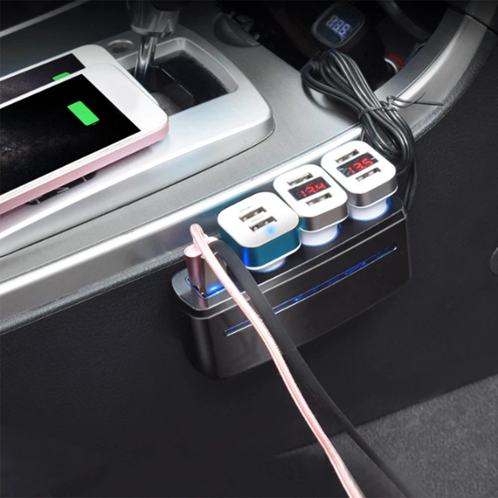 12 В/24 В двойной USB порт розетка для автомобильного прикуривателя Разветвитель Универсальный 3 гнезда адаптер разветвитель USB зарядное устройство автомобильное зарядное устройство для телефона