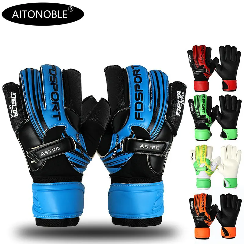 Aitonoble New Design Professional Soccer Goalkeeper Glvoes Latex Finger Protection Children Students Football Goalie Gloves