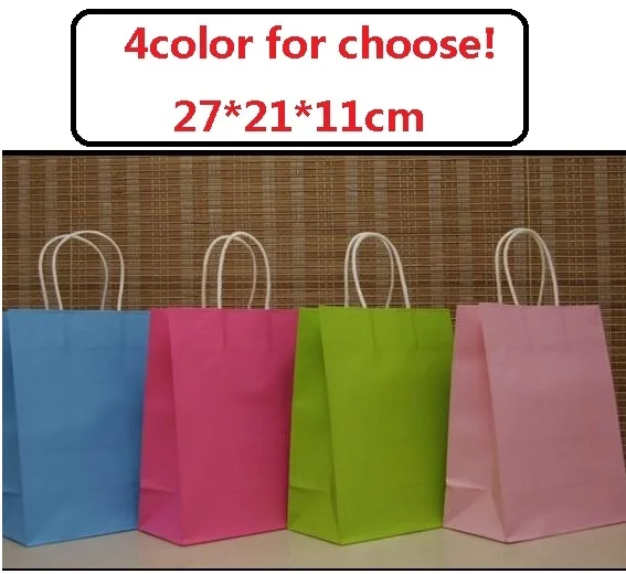 

10PCS/lot sweet paper bag with handle Multifunction wedding birthday party bag Fashionable cloth shoes paper bags 27*21*11cm