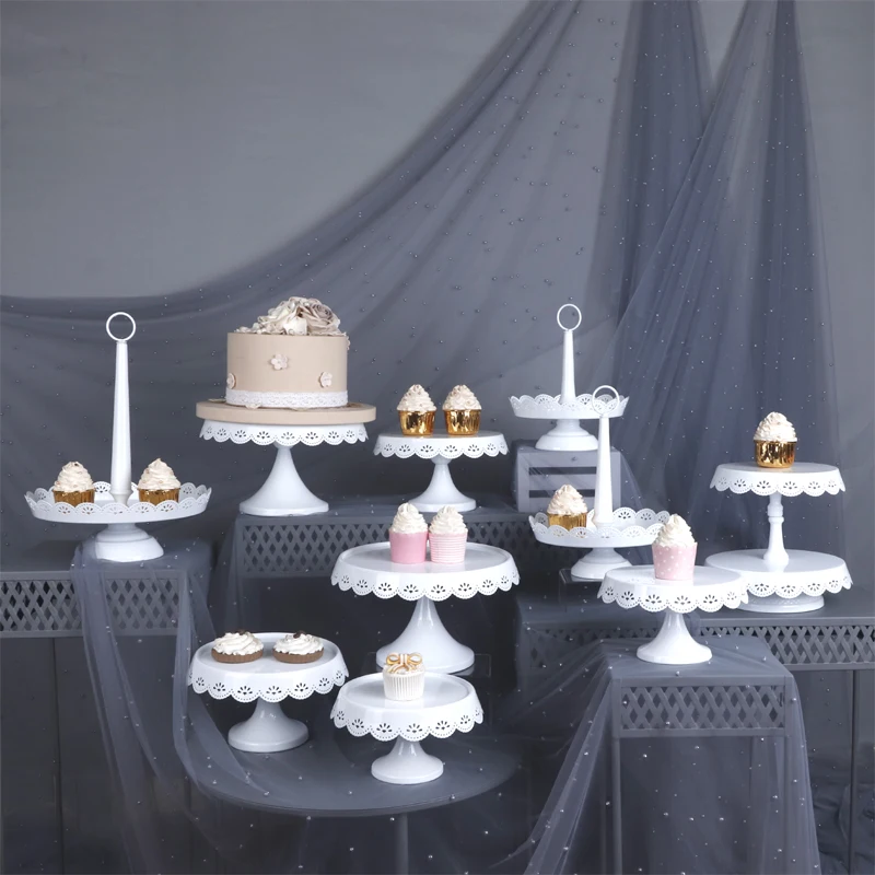 Металлическая винтажная белая кружевная тарелка для торта десертный стол украшение для торта