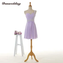 Простое короткое/Мини платье на одно плечо для выпускного вечера кружевное платье с аппликацией из бисера красивые вечерние платья для девушек новые модели