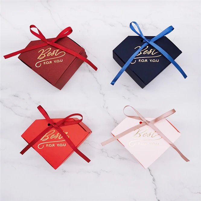

10pcs Europe Upscale Gold Bronzing Diamond Heart-shaped Candy Bag Wedding Favors Gift Box Package Birthday Party Favor Bags