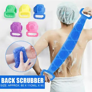 

Silicone Back Scrubber Body Cleaning Tools Bath Belt Skin Massage Brush Dual Sided Towels