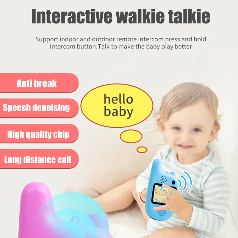 2-в-1 иди и болтай Walkie Talkie “иди и Малыш Детская электрическая игрушечная HD Камера Портативный мультфильм анти-дрожания видеокамеры подарки для детей мини Портативный