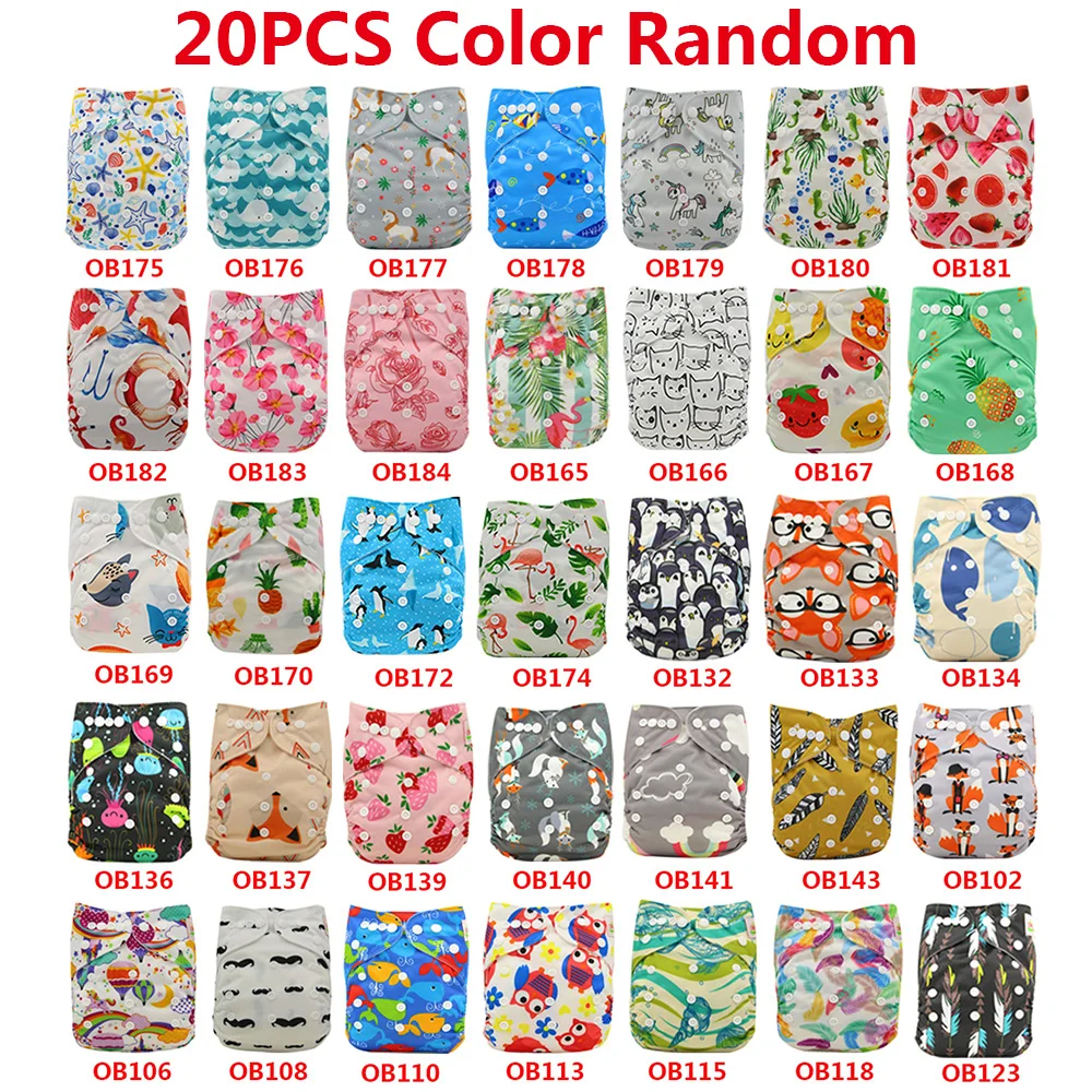 

Ohbabyka Baby Cloth Diaper Cartoon Unicorn Print Adjustable Reusable Diaper Baby Cloth Diapers 20Pcs+20pcs Microfiber Inserts