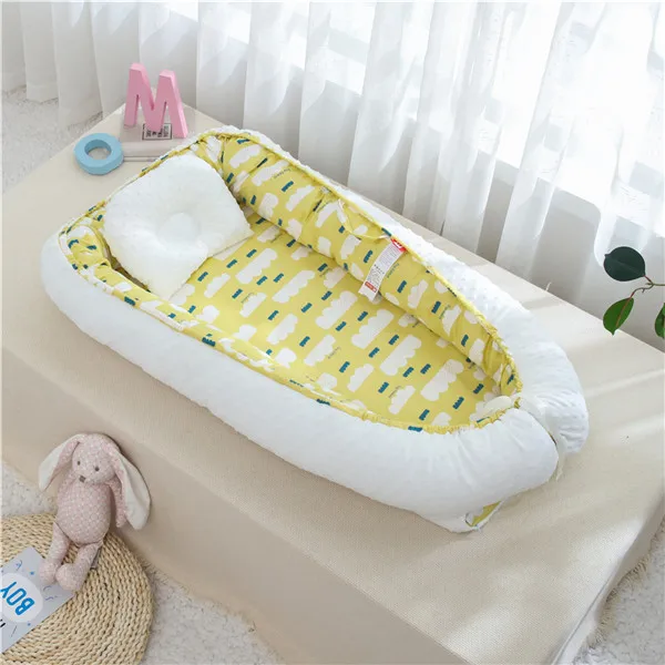 90*50 см переносная детская кровать-гнездо для мальчиков и девочек, дорожная подушка для кровати, Детская Хлопковая Колыбель для новорожденных, бамперная кровать - Цвет: C2