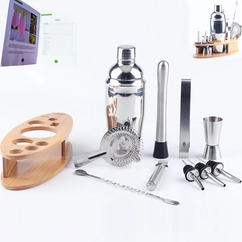 11 Pieces/Set Stainless Steel Cocktail Shaker Cup Bottle Stopper Spoon