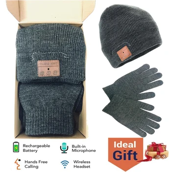 

New Bluetooth5.0 Wireless Unisex Beanie Sport Music Hat with Microphone Hands-free Call for phone Winter Outdoors Hat for Gifts