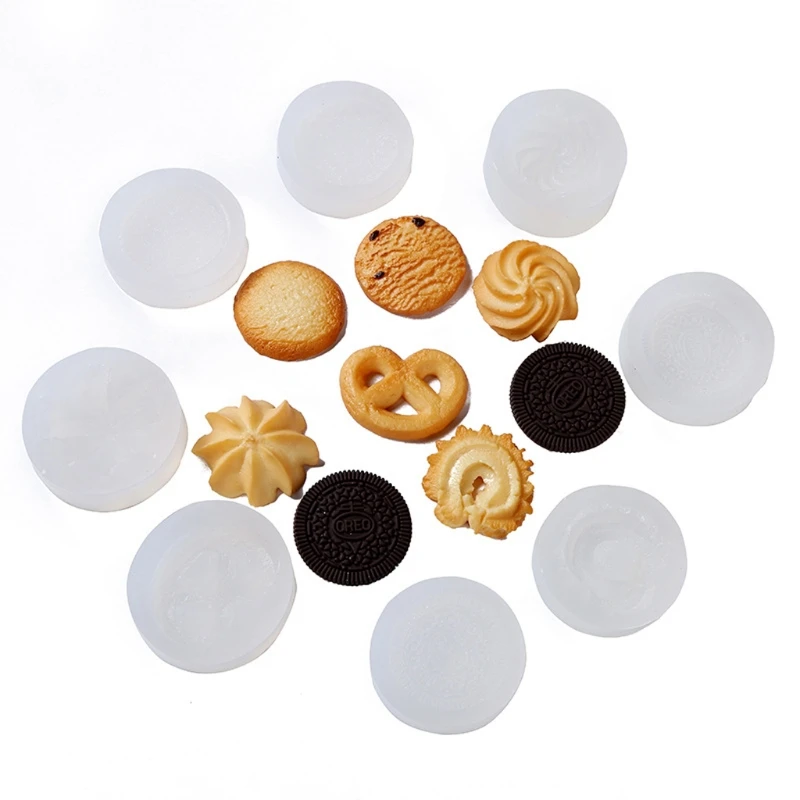 

8Pcs Macaron Chocolate Cookie Fondant Silicone Molds Cookie Pendant Resin Molds U4LE