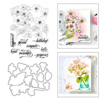 

2020 New Plant Flower Leaf Branch Kapok Bouquet Metal Cutting Dies and Stamps Set For DIY Scrapbooking Paper Craft Card Making