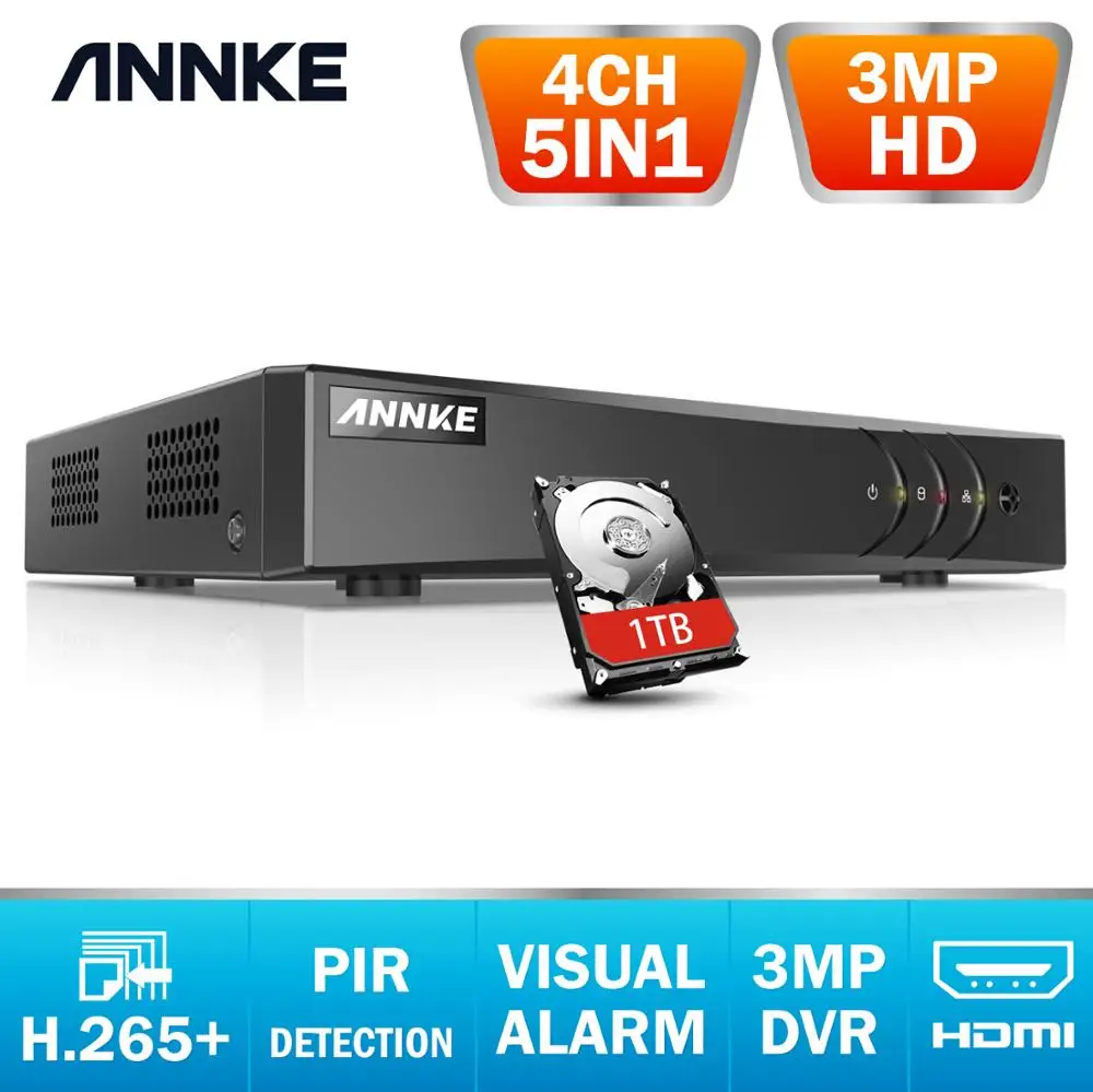 Видеорегистратор ANNKE 4 канала 3 Мп 5 в 1 HD TVI CVI AHD IP|Видеорегистратор для