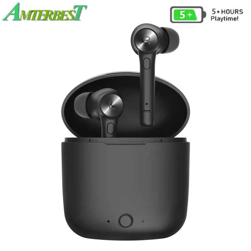 TWS стереонаушники AMTERBEST Hi с поддержкой Bluetooth зарядным футляром и встроенным
