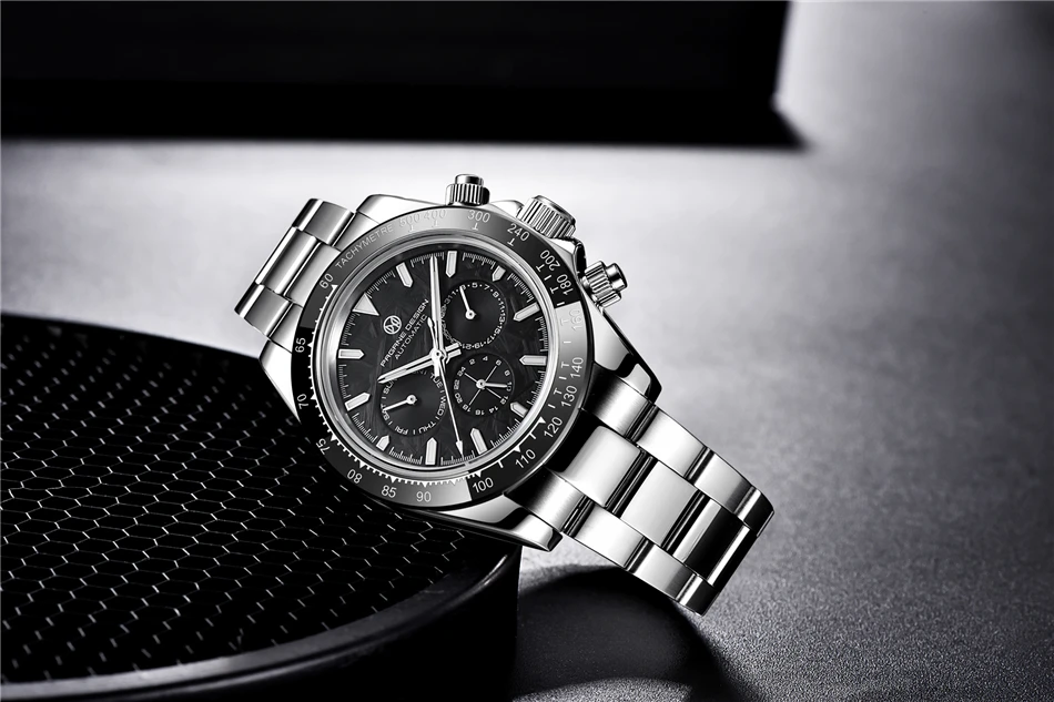 PAGRNE DESIGN Luxury Sapphire Glass Mechanical Watch Men's Sports Stainless Steel Automatic Waterproof Watch Reloj Hombre