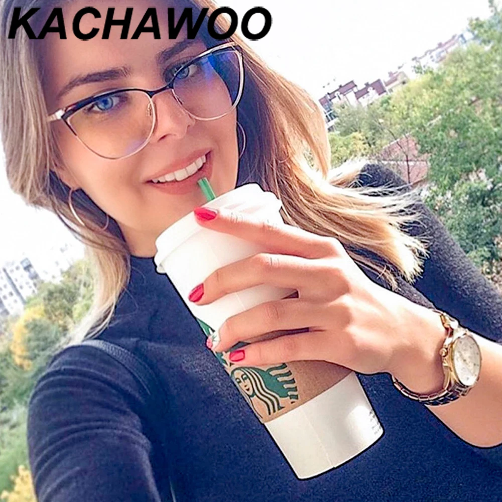 Модные женские металлические очки Kachawoo оптические для женщин золотистые черные