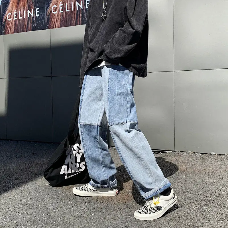 

Men's jeans 2020 autumn new slim solid color wide-leg trousers vintage jeans relaxed casual personality youth men's wear