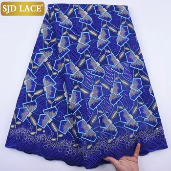

SJD LACE Royal Blue African Cotton Lace Fabric High Quality Holes Swiss Voile Lace In Switzerland For Everyone Dress SewingA2051