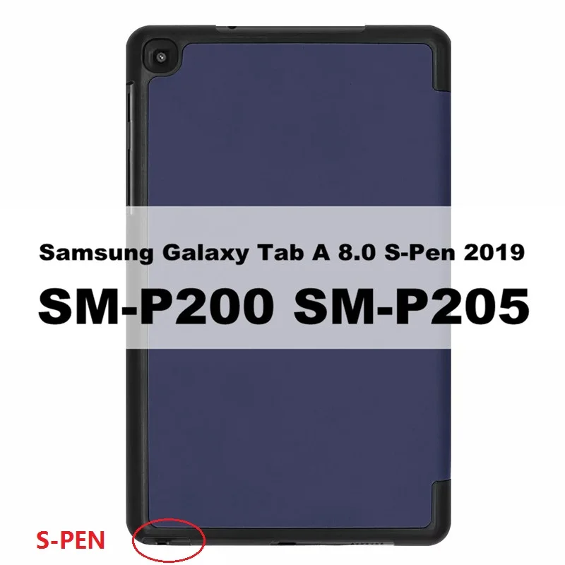 3-в сложенном виде чехол для samsung Galaxy Tab A8 с Стилус S-Pen 8," Магнитная Крышка для samsung SM-P200 SM-P205 SM-T290 SM-T295 Fundas - Цвет: A8 with S Pen