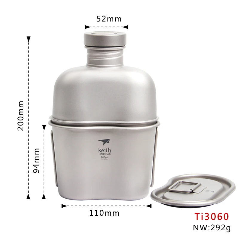 Keith Camping Titanium Water Bottle Cup Sports Water Can Pot Kettle canteen Jug 