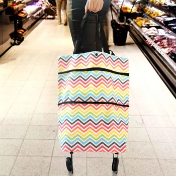 

Oxford Folding Shopping Cart Laundry Grocery Trolley Handcart Market Bag Portable Shopping Trolley Bag With Wheels Rolling