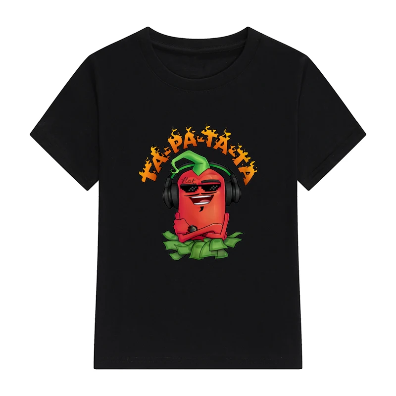 Children's 100% Cotton T Shirts Merch Edison Pepper "ТА-РА-ТА-ТА" Print Casual Family Clothing Set boy's & girl's Fashion Tops 2