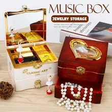 Вращающиеся танцоры балерины фортепиано Музыкальная шкатулка заводная пластиковая коробка для украшений девушки рукоятка музыкальный механизм Рождественский подарок