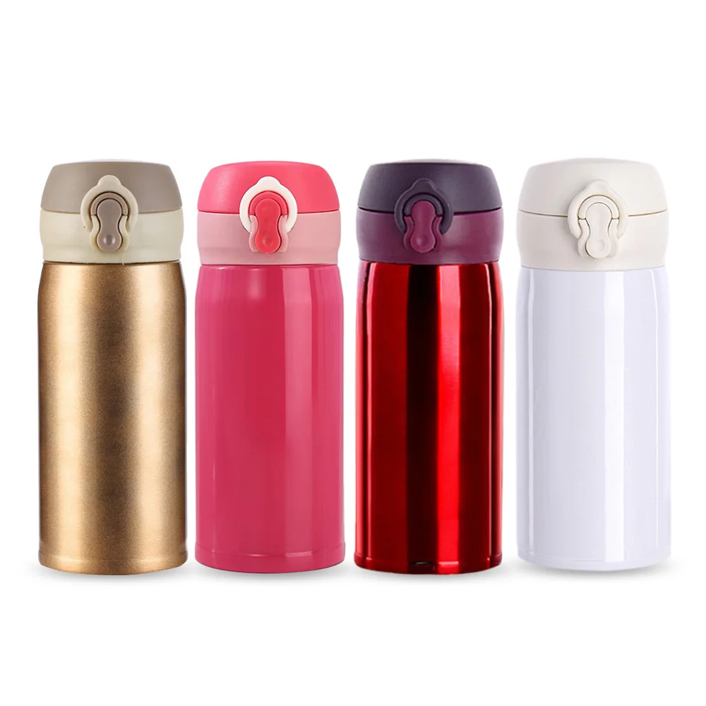 Vacuum Thermos Cup Insulation Cup Bounce Cover Fashion Stainless Steel Bottle 350 Ml Business Trip Heat Preservation Creative