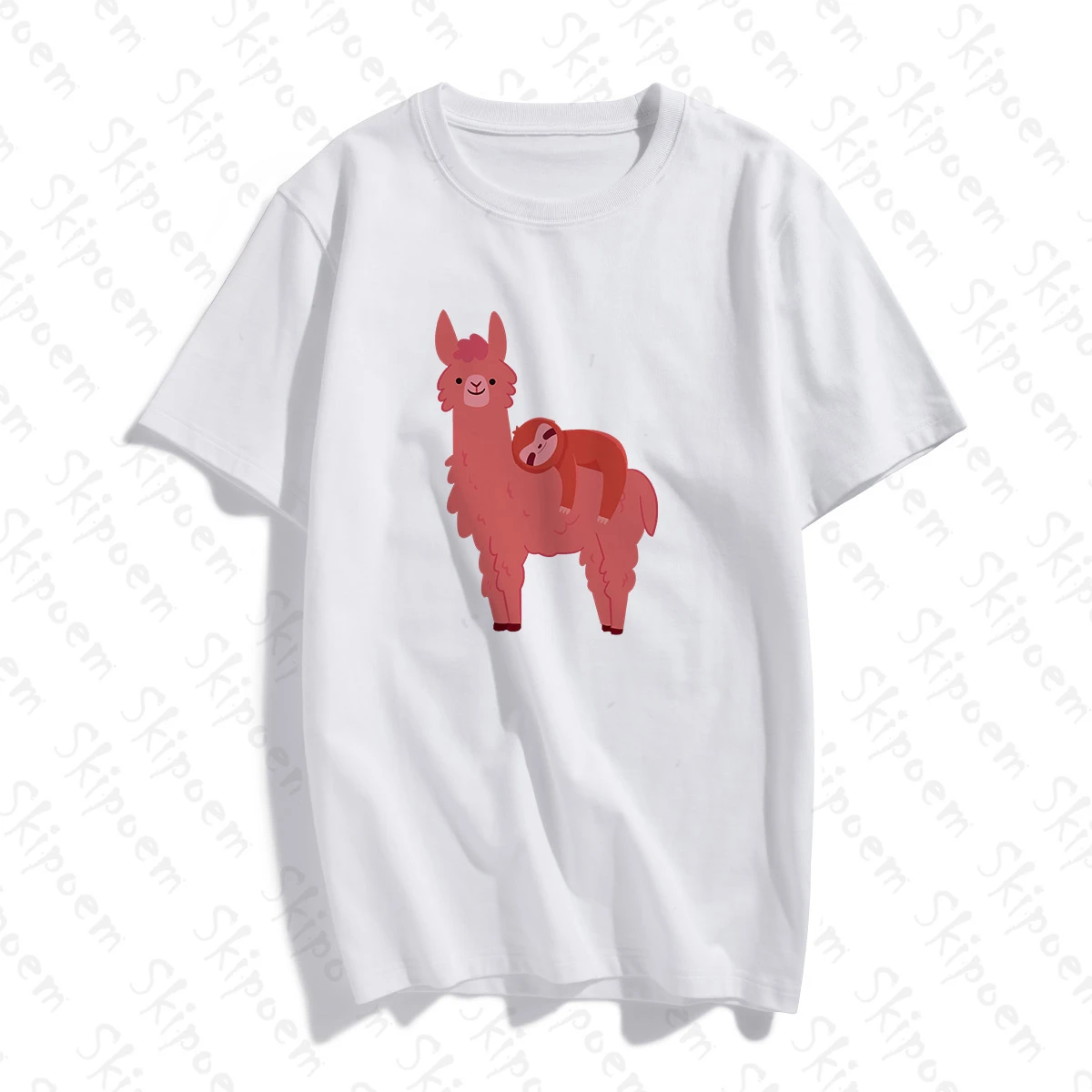 

Adorable Sloth Relaxing On A Llama T-shirt Women Aesthetic Tumblr Gothic Punk Cotton Short Sleeve Plus Size Top Tees Streetwear