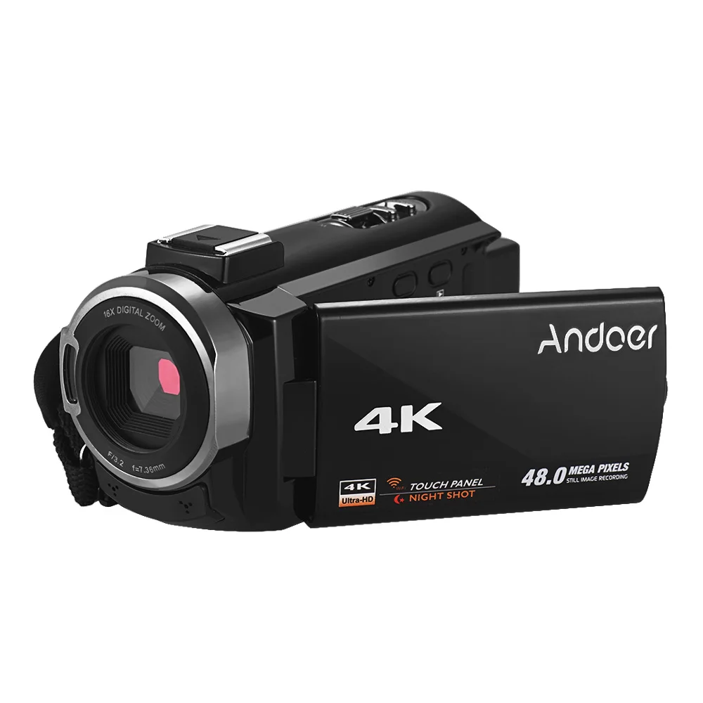 Andoer 4K HD Цифровая видеокамера DV 16X цифровой зум 3 в сенсорный экран WiFi ИК ночного видения с 2 батареями