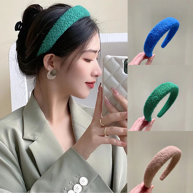 

Ruoshui Winter Fluffty Hairband For Woman Bezel Solid Headband Women Turban Headwear Hair Accessories Turban Lady Ornaments