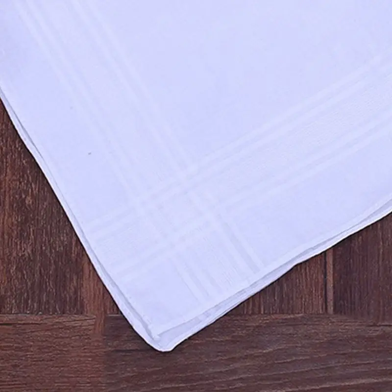  12Pcs/Set 40x40cm Men Women Cotton Handkerchiefs Pure White Classic Hankies Jacquard Striped Pocket