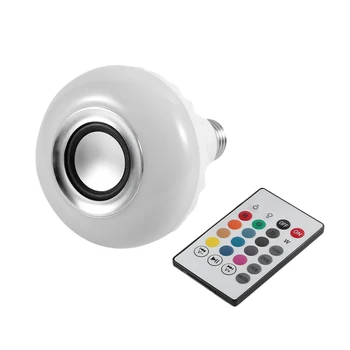 

ICOCO Smart Wireless Bluetooth LED Stereo Audio Speaker RGB Colorful Bulb 12W 28 LEDs Light Beads Music Lamp+Remote Controller