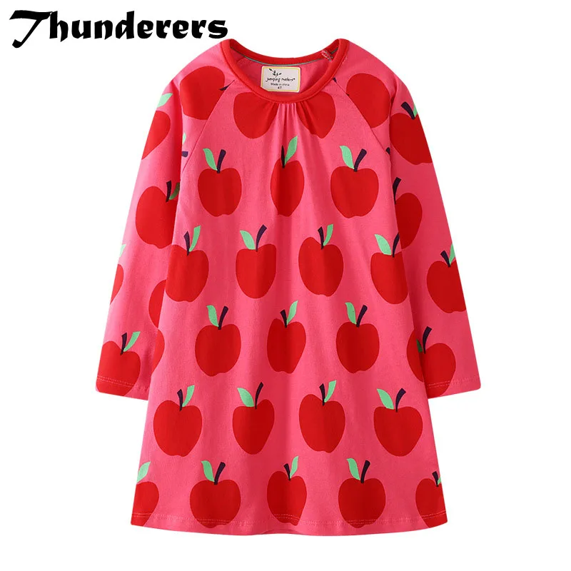 

Thunderers Spring Autumn Kids Princess Dress For Girl Cartoon Printed Apple Girl Party Dresses Long Sleeve Children Clothes