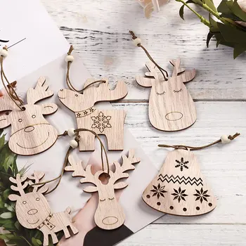 

24pcs Christmas Tree Pendant Set Wooden Crafts Handmade DIY Home Party Christmas Decoration Supplies