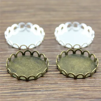 

15pcs Glass Cabochon Copper Lace Edge Cameo Cabochons Base Setting Blank Connector Charms Pendant DIY Jewelry Findings