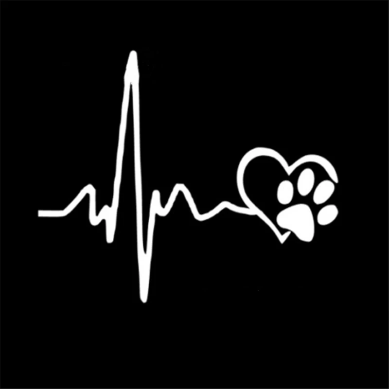 Cardiogram Of Love Dog Paw напечатанные забавные автомобильные наклейки отражающие