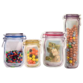 

24 Pack Mason Bags Jar Bottles Zipper Bag Reusable Food Storage Snack Sandwich Mason Bag Seal Fresh Sealed Bags