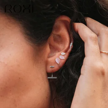 

ROXI 925 Sterling Silver Ladies Stud Earrings Sweet Pink Blue Crystal Zircon Earring Elegant Women Fashion Jewlry Birthday Gift