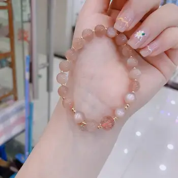 

New Natural 8mm Sunstone Strawberry Crystal with 14k Gold Accessories