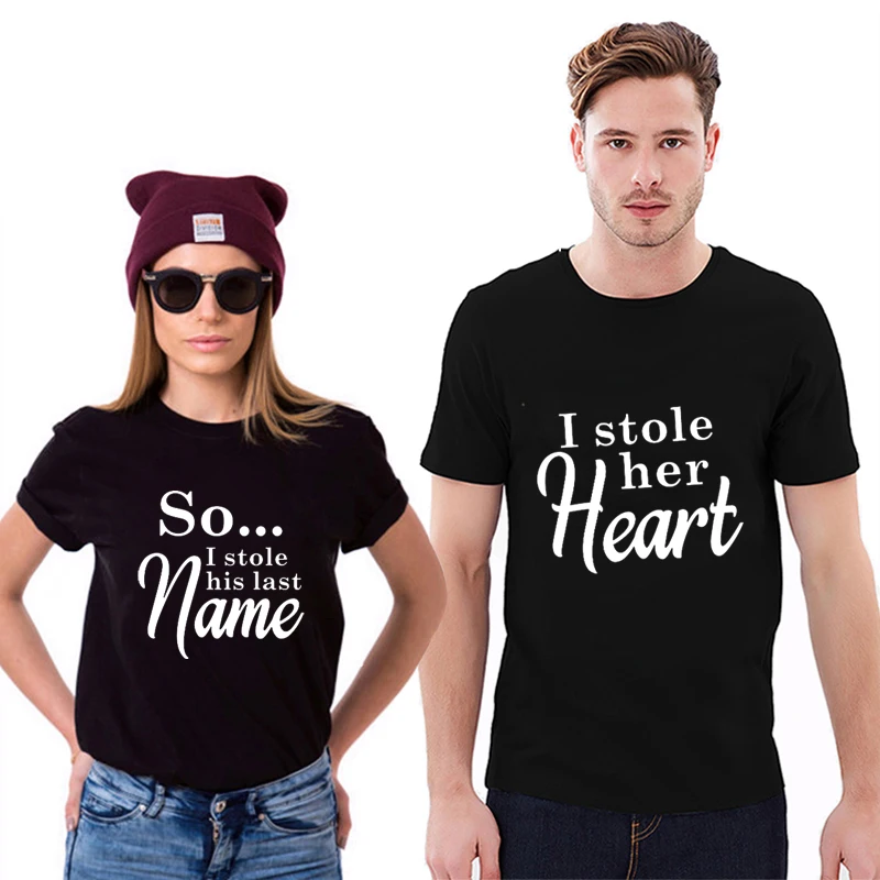 Matching Couple Clothing Valentine Funny Couples T Shirt She Stole My