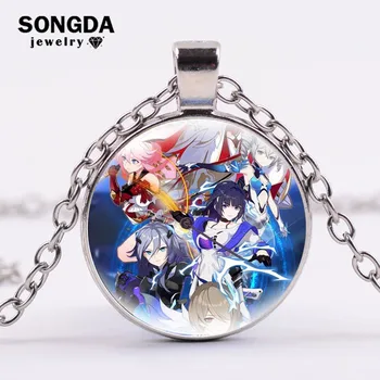 Honkai Impact 3 ожерелье Aiden Mei Yae Sakura аниме мультфильм игра фигурки мальчиков девочек Стекло Круглый Кулон металлический брелок на цепочке подарки