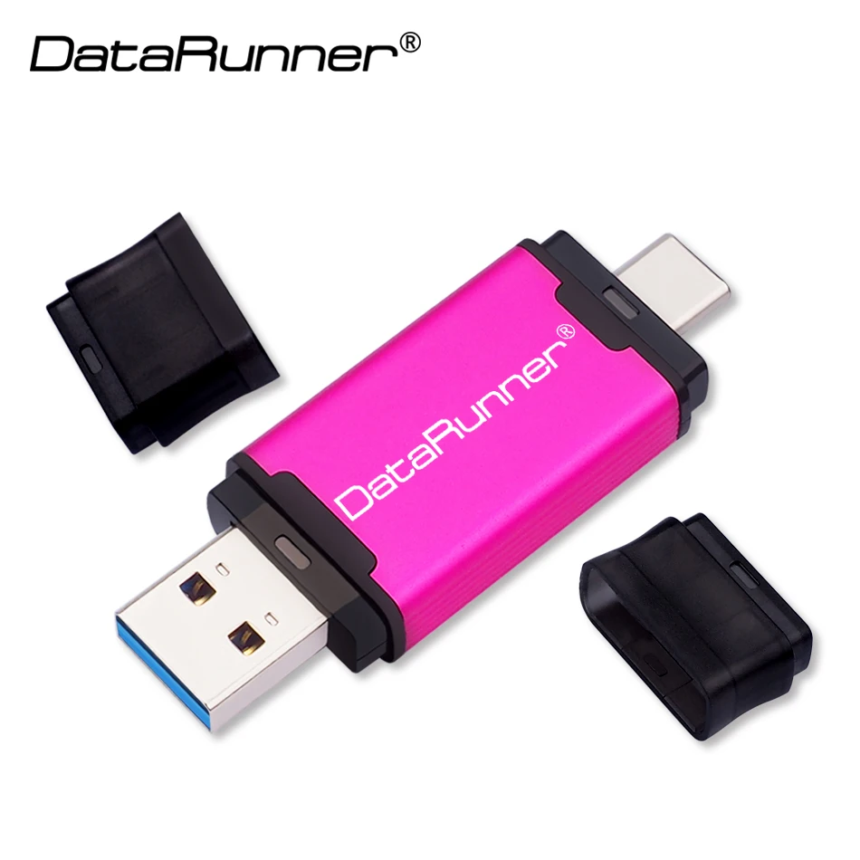 DataRunner USB флеш-накопитель OTG 2 в 1 USB3.0& type-C флеш-накопитель 512 ГБ 256 ГБ 128 Гб 64 ГБ 32 ГБ флеш-накопитель высокоскоростной USB карта памяти - Цвет: Rose Red