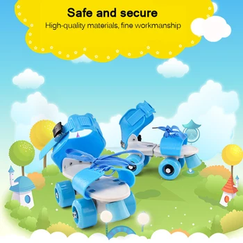 

Boy Skate Shoes Kids Portable Four Wheel Girl Outdoor Roller Double Row Gift Wear Resistant Adjustable Children Non Slip ABS