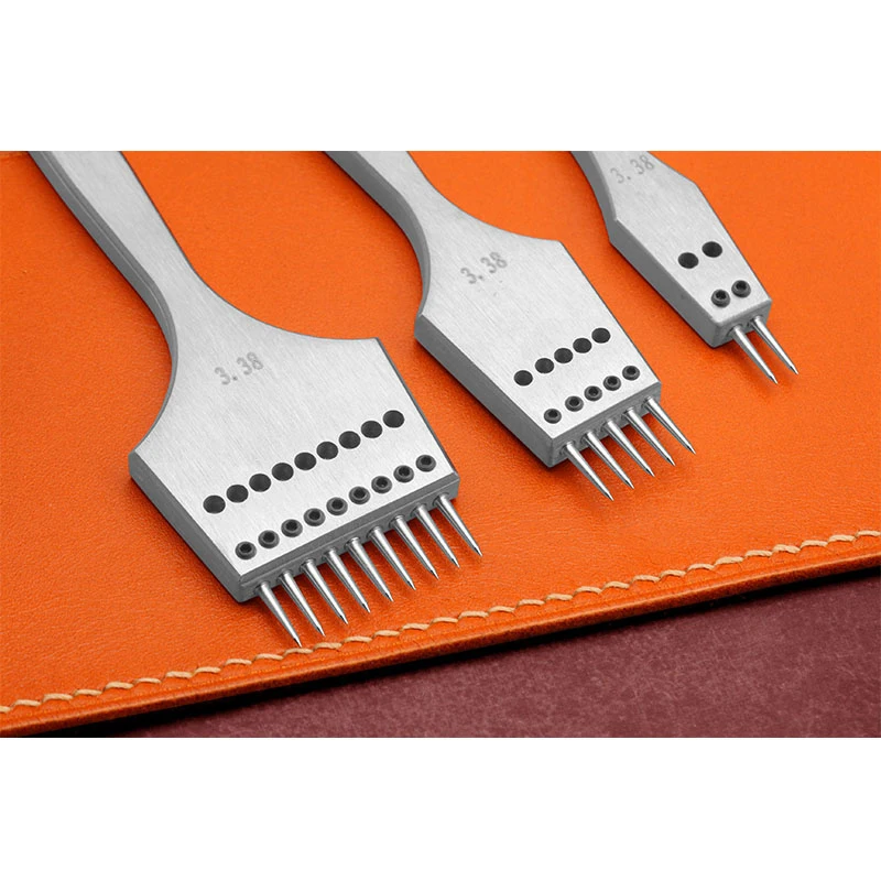 B2 3.38mm 3 шт./компл. Швейные Leather пробивка отверстий в европейском стиле кожаная фурнитура укалывание Утюг ретростиле, с прошивкой удар долото инструмент набор ручного инструмента - Цвет: B2 3.38mm