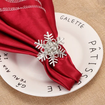 

4pcs/set Sparkling Snowflake Napkin Buckles Rings Party Table Napkin Rings Holders Wedding Party Tableware Decoration Pendant