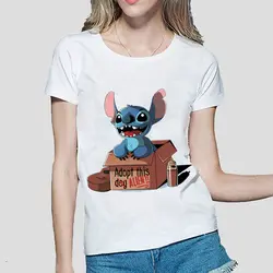 Kawaii/женская футболка с принтом стежка, короткий рукав Харадзюку, новая летняя футболка с изображением собаки, Забавные футболки
