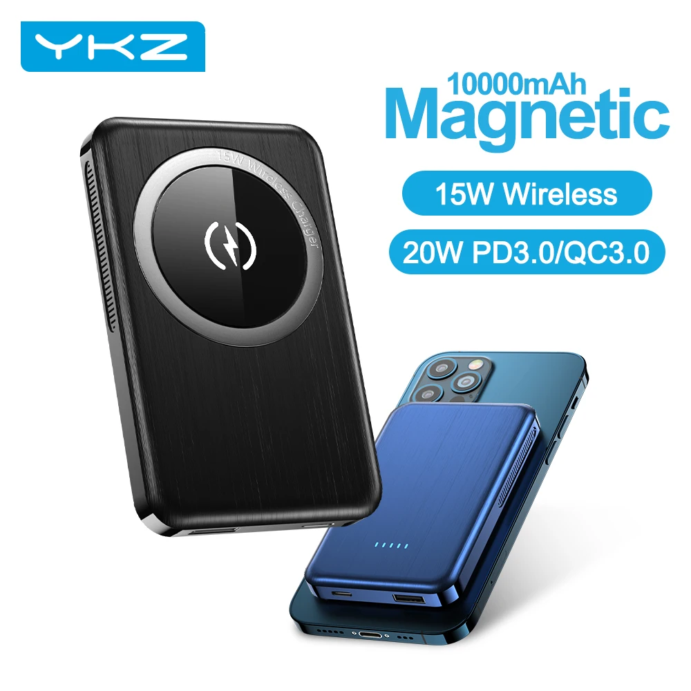 YKZ-Banco de energía de 10000mAh para iPhone, cargador inalámbrico MagSafe de 12 y 15W, PowerCore magnético, batería externa, portátil, PD, 20W