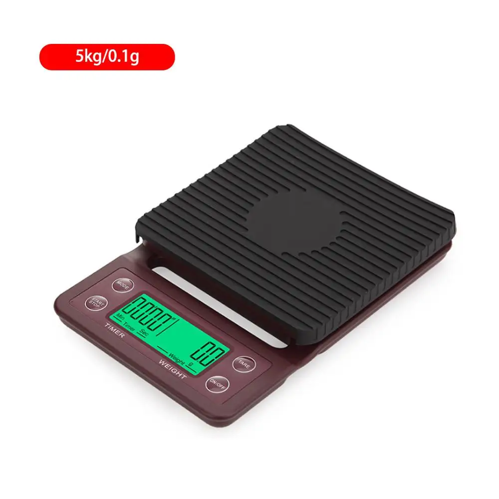 Кг/3 кг/0,1 г принимает массу весом до 5 кг/0,1 г капельного Кофе весы с таймером Портативный цифровой Кухня весы высокой точности ЖК-дисплей электронные весы - Цвет: Brown 5Kg 0.1