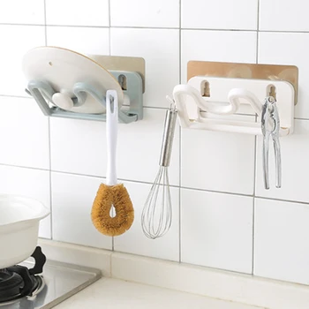 

Plastic Kitchen Pan Lid Magic Glue Organizer Rack Chopping Board Storage Shelf Pot Cover Hanger Holder Shelves With Hook 4 Color